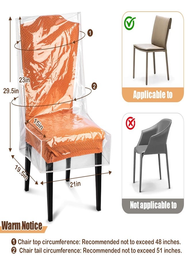 KIPHCA Dining Chair Covers, Waterproof Chair Covers - 4 Pack Clear Plastic Seat Chair Protector for Kitchen Keep Your Chair Away from Water Dust Stain and Pet Claws W/21 x D/18 Fits 16-23" (4) - Image 2